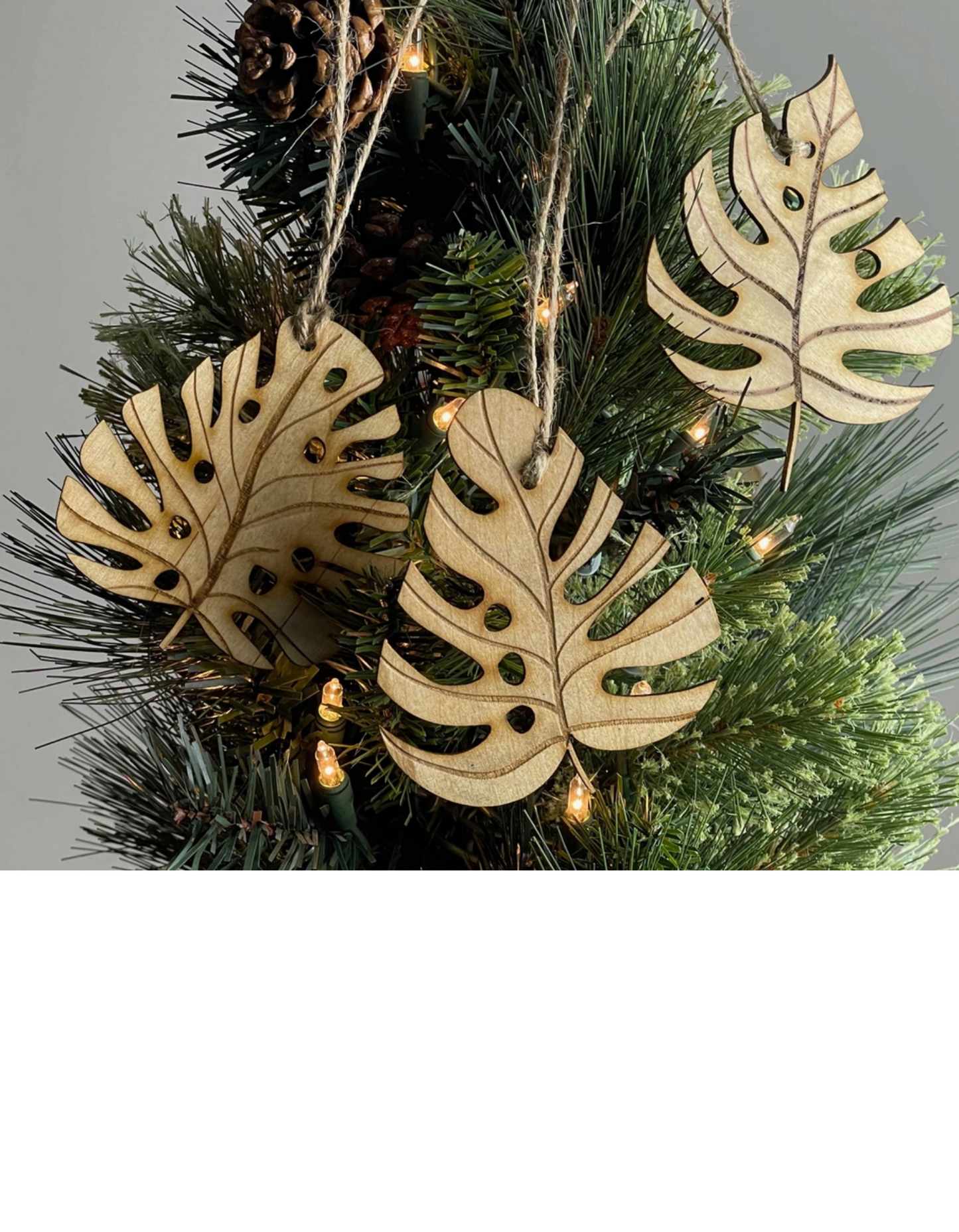 Monstera Wood Rustic Ornaments