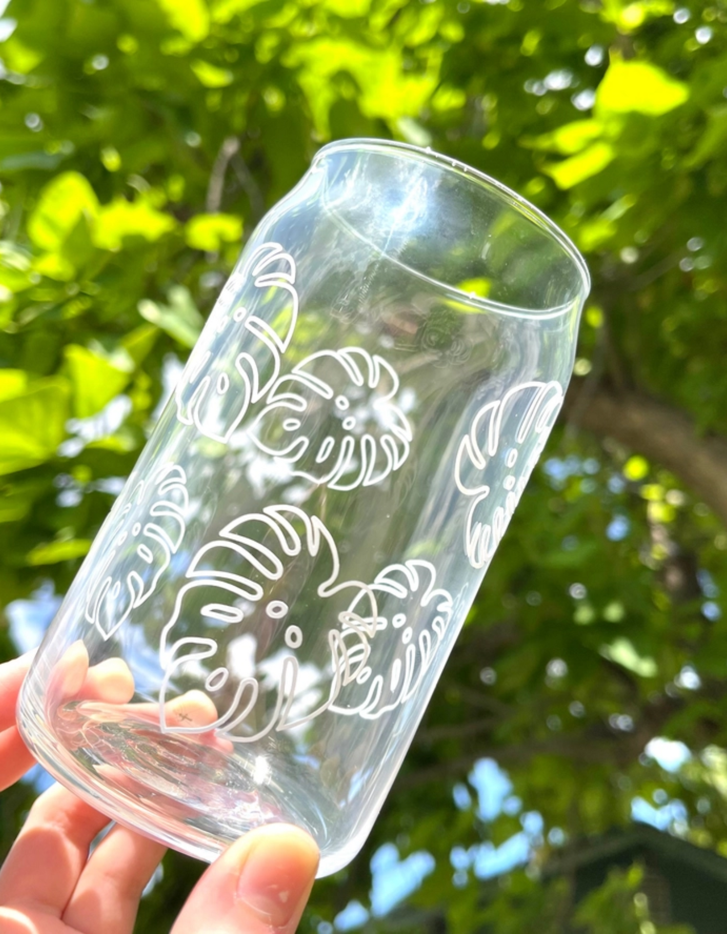 Monstera Leaf Glass Cup